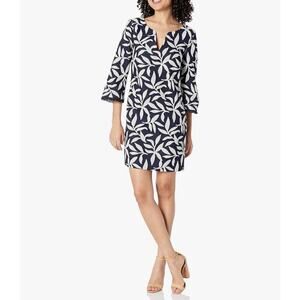 Trina Turk Alena Shift Dress White Navy 2 NWT